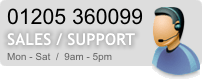SALES / SUPPORT - 01205 360099