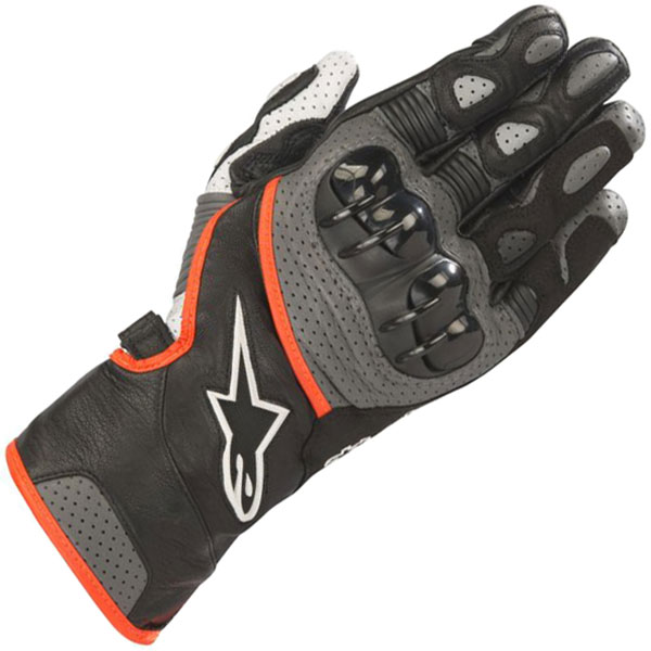 Alpinestars SP-2 V2 Leather Gloves - Black / Grey / Fluo Red