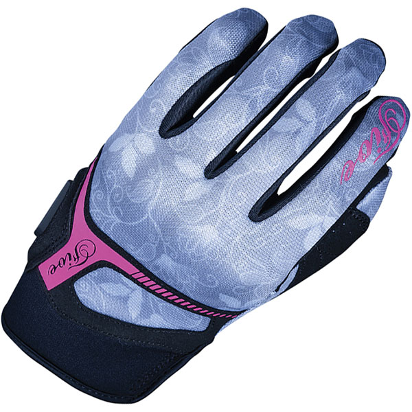 Five Ladies RS3 Replica Textile Gloves - Flower Grey / Fluo Pink