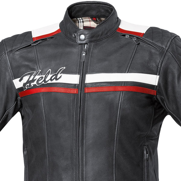 Held Brandon Leather Motorcycle Touring Jacket - Black / Beige
