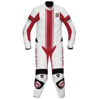Rev'it CR 1 Piece Leather Suit - White / Red