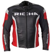 Richa Hub Leather Jacket - Black / Red