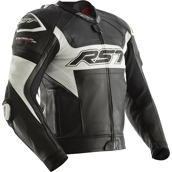 RST Tractech Evo R CE Leather Jacket - Black / White
