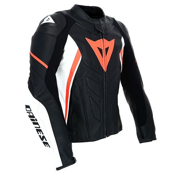 Dainese Avro D1 Leather Motorcycle Jacket Black White Flo Red Dainese Avro D1 Leather Jacket Black White Flo Red