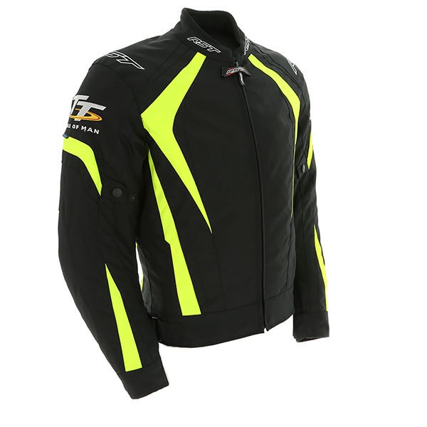 Image of RST IOM TT Grandstand CE Textile Jacket - Black / Flo Yellow