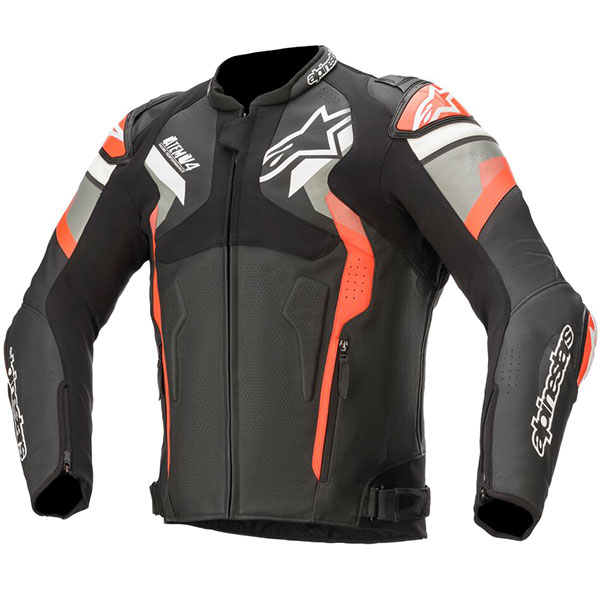 Image of Alpinestars Atem V4 Leather Jacket - Black / Fluo Red
