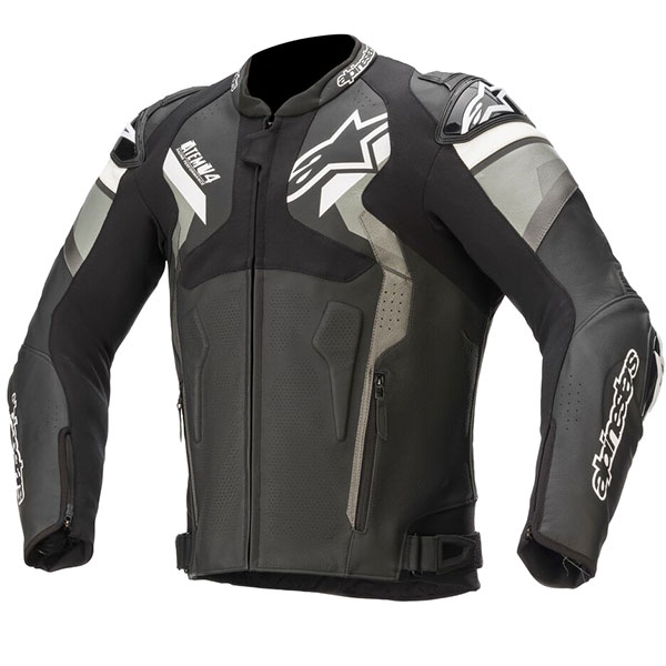 Image of Alpinestars Atem V4 Leather Jacket - Black / Grey / White