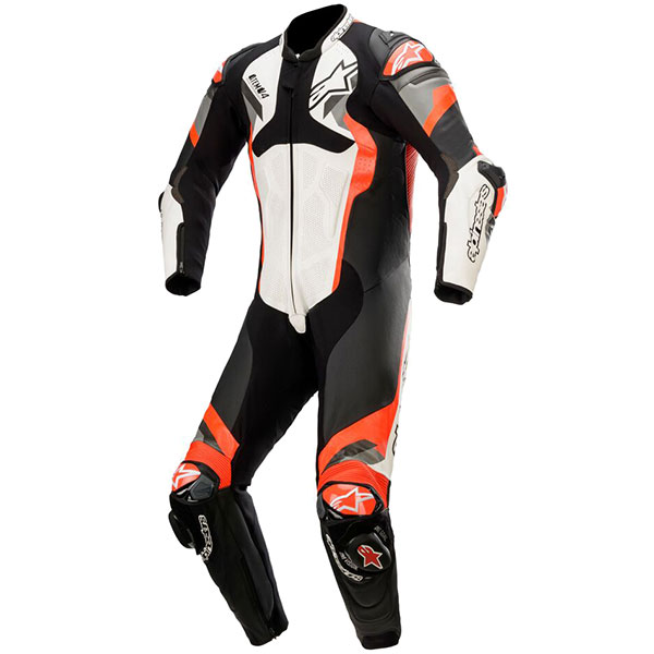 Image of Alpinestars Atem V4 One Piece Leather Suit - White / Black / Red / Fluo Grey