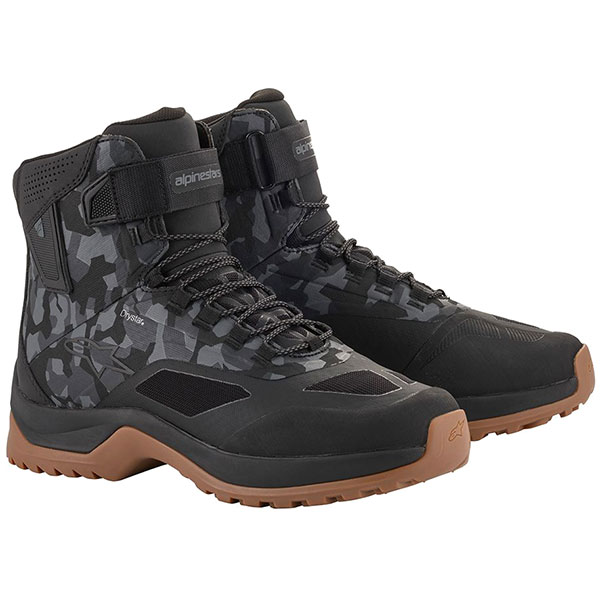 Image of Alpinestars CR-6 Drystar Riding Shoes - Black / Grey / Camo Gum