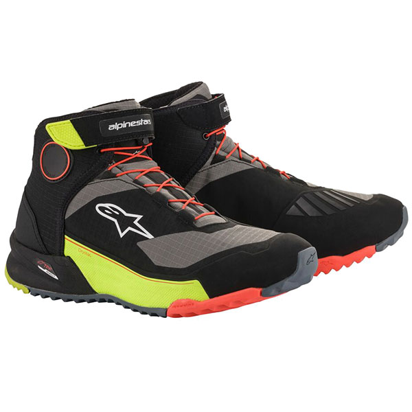 Image of Alpinestars CR-X Drystar Riding Shoes - Black / Yellow / Red Fluo