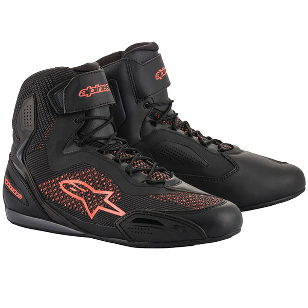 Image of Alpinestars Faster-3 Rideknit Shoes - Black / Red Fluo