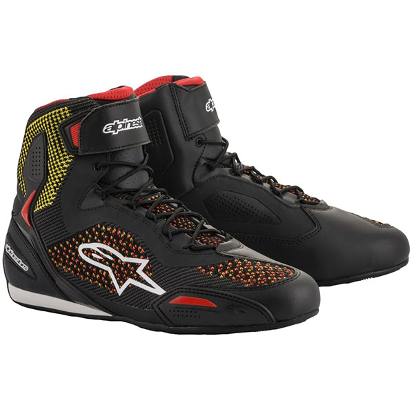 Image of Alpinestars Faster-3 Rideknit Shoes - Black / Yellow / Red