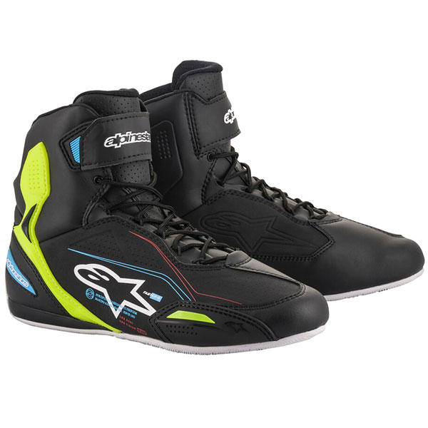 Image of Alpinestars Faster-3 Shoes - Black / Yellow / Light Blue