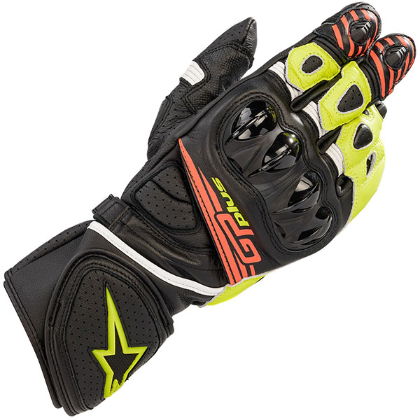 Image of Alpinestars GP Plus R V2 Gloves - Black / Yellow Fluo / Red Fluo