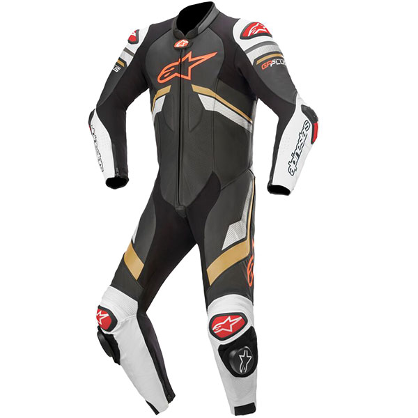Image of Alpinestars GP Plus V3 One Piece Leather Suit - Black / White / Gold / Bright Red