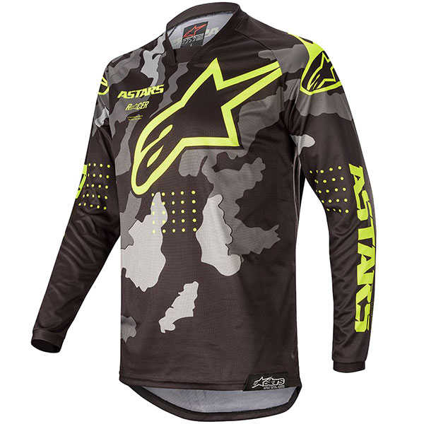 Image of Alpinestars Racer Tactical Jersey - Black / Grey Camo / Yellow Fluo