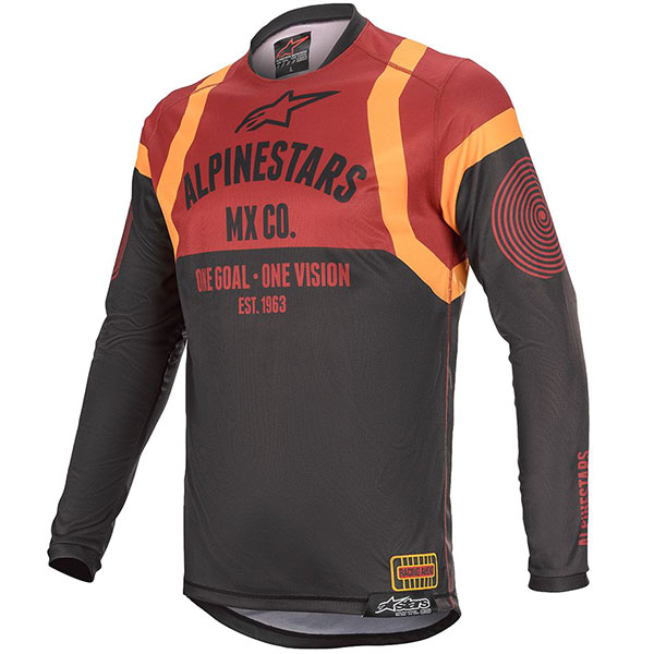Image of Alpinestars Racer Tech Flagship Jersey - Black / Bordeaux / Orange