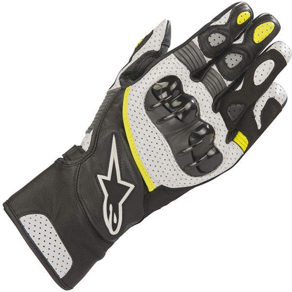 Image of Alpinestars SP-2 V2 Leather Gloves - Black / White / Fluo Yellow