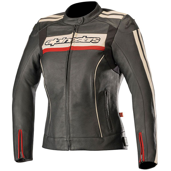 Image of Alpinestars Dyno V2 Leather Jacket - Black / Stone Red