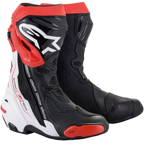 Alpinestars Supertech R Boots Black White Red FREE UK DELIVERY
