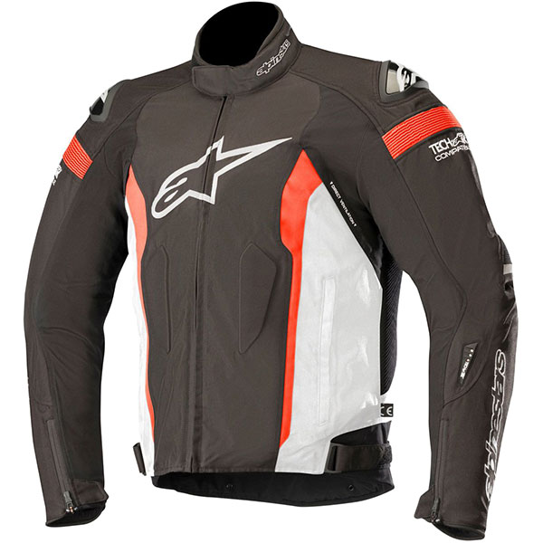 Image of Alpinestars T-Missile Drystar Textile Jacket - Black / White / Red Fluo