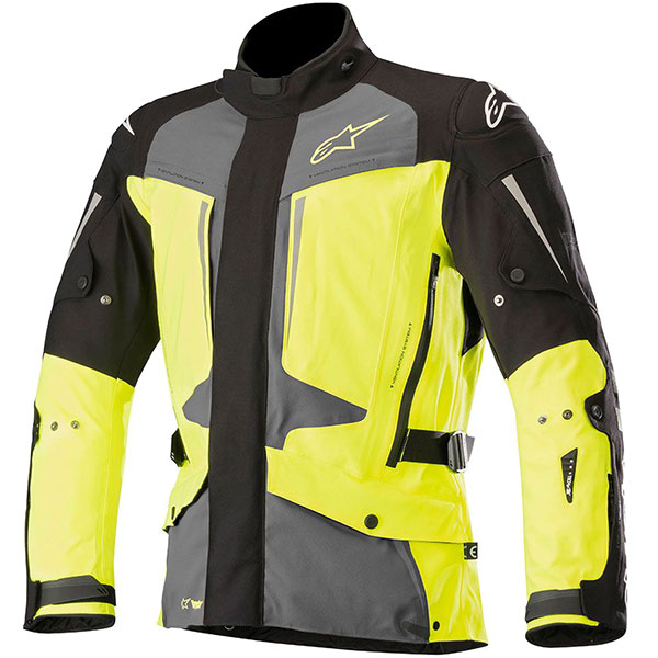 Image of Alpinestars Yaguara Drystar Textile Jacket - Black / Dark Grey / Fluo Yellow