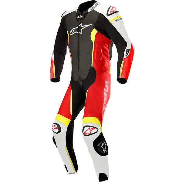 Image of Alpinestars Missile 1 Piece Suit - Black / White / Fluo Red / Yellow