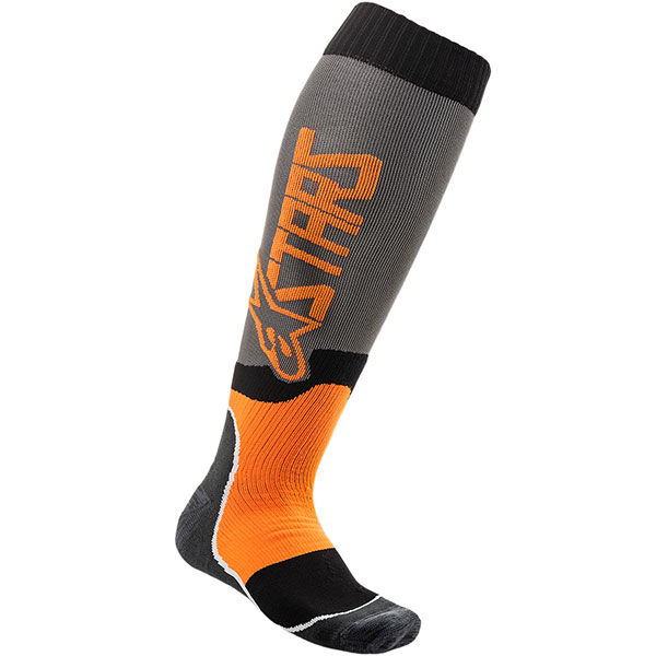 Image of Alpinestars MX Plus-2 Socks - Cool Grey / Orange Fluo