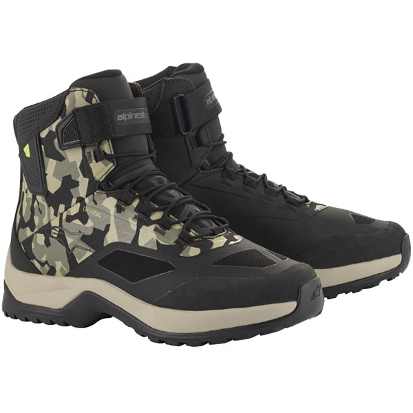 Image of Alpinestars CR-6 Drystar Riding Shoes - Black Military / Green Camo Sand