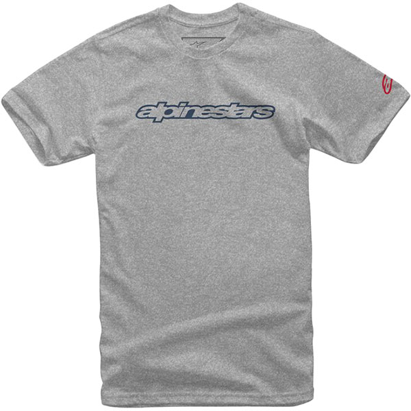 Image of Alpinestars Wordmark T-Shirt - Grey Heather / Navy / Red