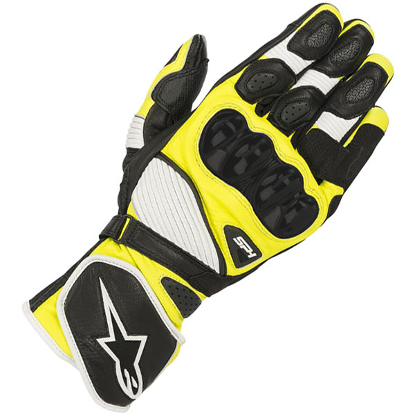 Image of Alpinestars SP-1 V2 Leather Gloves - Black / White / Fluo Yellow