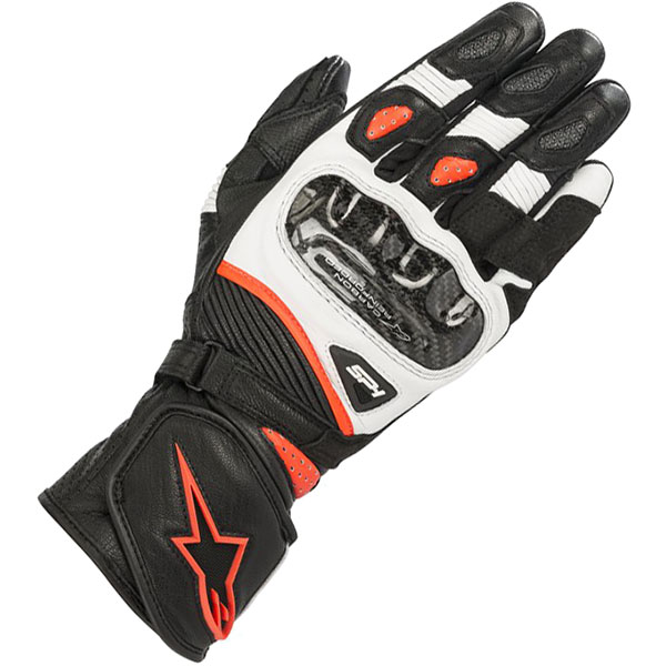 Image of Alpinestars Stella SP-1 V2 Leather Gloves - Black / White / Fluo Red