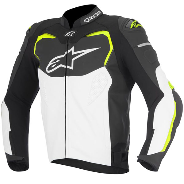 Image of Alpinestars GP Pro Leather Jacket - Black / White / Yellow Fluo