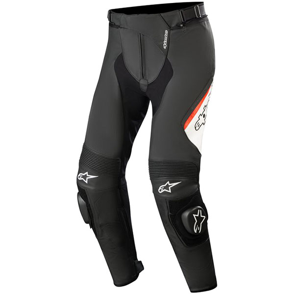 Image of Alpinestars Missile V2 Leather Jeans - Black / White / Fluo Red