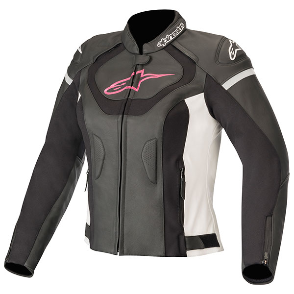 Alpinestars Stella Jaws V3 Leather Jacket - Black / White / Fuchsia ...