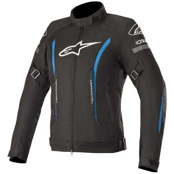 Image of Alpinestars Stella Gunner V2 Waterproof Textile Jacket - Black / Bright Blue