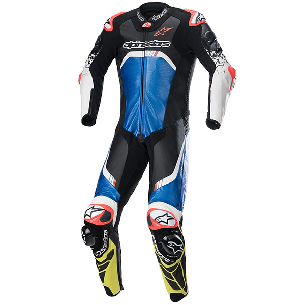 Alpinestars GP Tech V4 One Piece Leather Suit - Black / Blue / Yellow Fluo