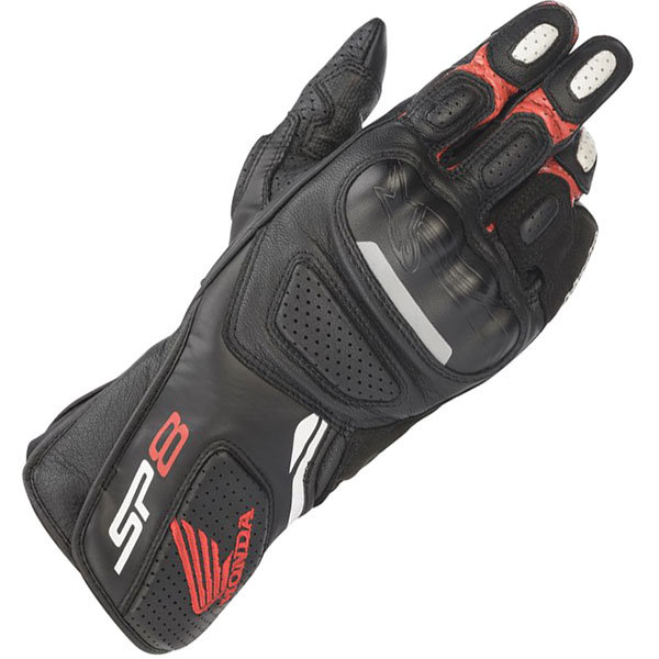 Image of Alpinestars Honda SP-8 V2 Leather Gloves - Black / White / Red