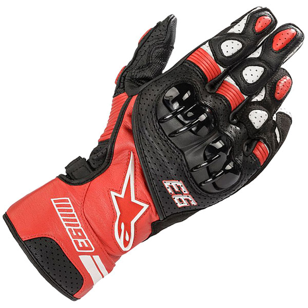 Image of Alpinestars Twin Ring Leather Gloves - Red / Black / White