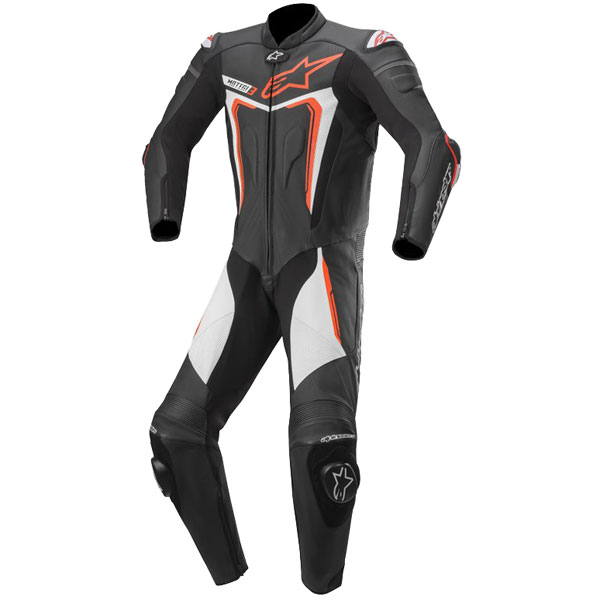 Image of Alpinestars Motegi V3 1 Piece Suit - Black / Red Fluo / White