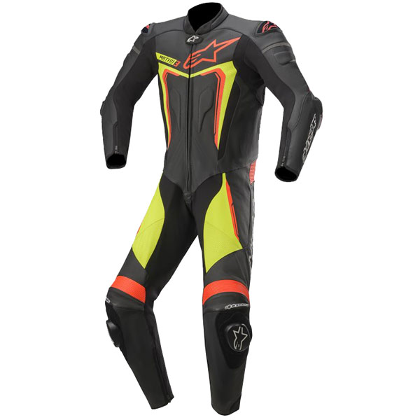 Image of Alpinestars Motegi V3 1 Piece Suit - Black / Yellow Fluo / Red Fluo