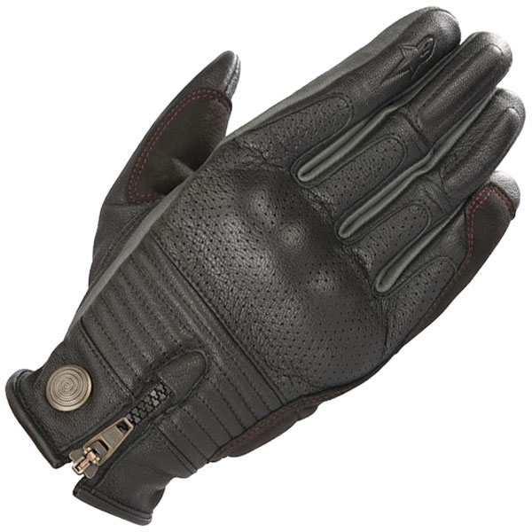 Image of Alpinestars Honda Rayburn Leather Gloves - Black / Grey / Red