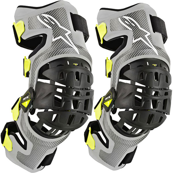 Alpinestars Bionic 7 Knee Brace Set Silver / Yellow Fluo FREE UK