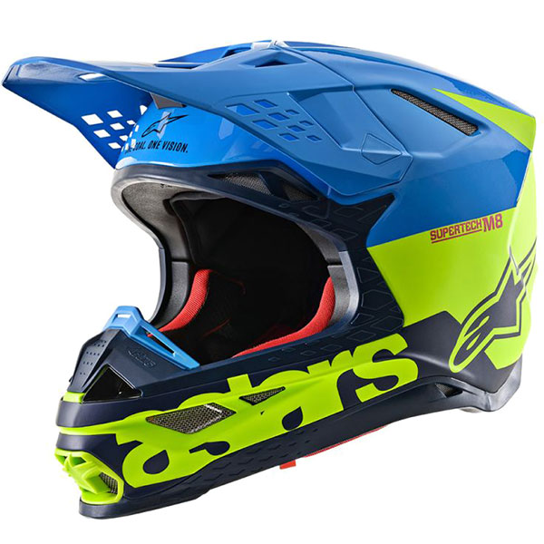 Image of Alpinestars Supertech M8 Radium - Aqua / Yellow Fluo / Navy