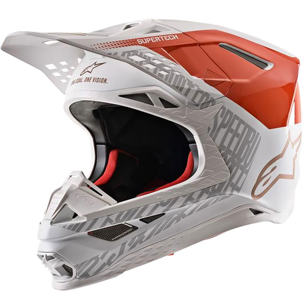 Image of Alpinestars Supertech M8 Triple - Orange Fluo / White / Gold