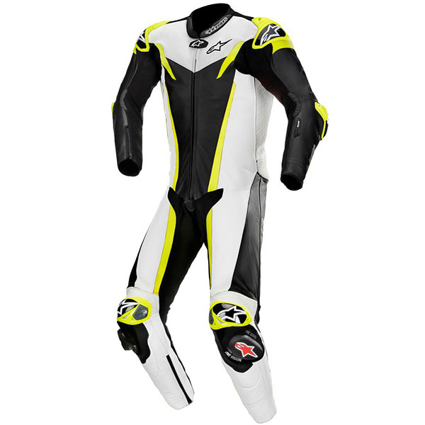 Image of Alpinestars GP Tech V3 1 Piece Leather Suit - Black / White / Fluo Yellow