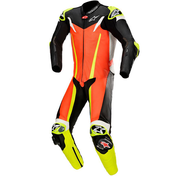 Image of Alpinestars GP Tech V3 1 Piece Leather Suit - Fluo Red / Black / Fluo Yellow