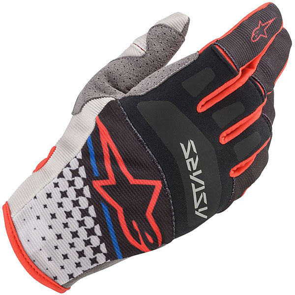 Image of Alpinestars Techstar Textile Gloves - Light Grey / Black / Bright Red