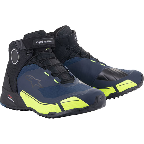 Alpinestars CR-X Drystar Riding Shoes - Black / Dark Blue / Yellow Fluo ...