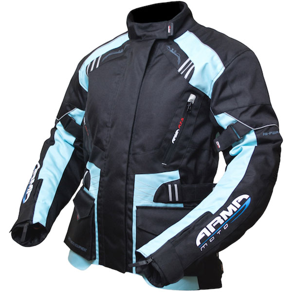 Image of ARMR Moto Ladies Kiso 2 Textile Jacket - Black / Baby Blue